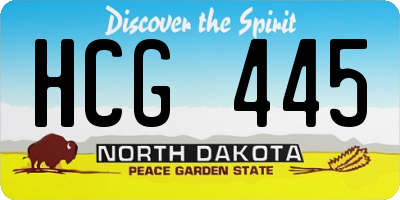 ND license plate HCG445