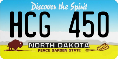 ND license plate HCG450