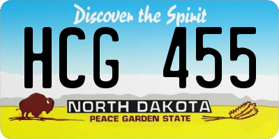 ND license plate HCG455