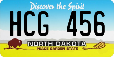 ND license plate HCG456