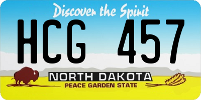 ND license plate HCG457