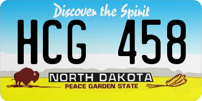 ND license plate HCG458