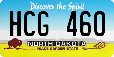 ND license plate HCG460