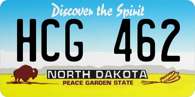 ND license plate HCG462