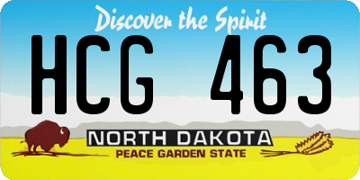 ND license plate HCG463