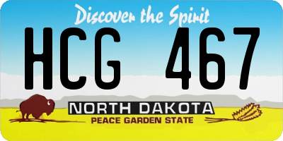 ND license plate HCG467