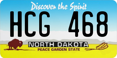 ND license plate HCG468