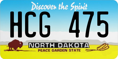 ND license plate HCG475