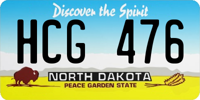 ND license plate HCG476