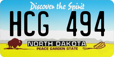 ND license plate HCG494