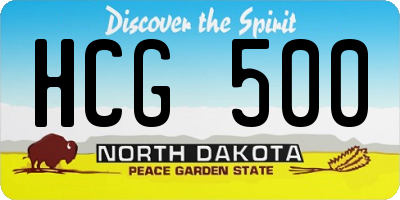 ND license plate HCG500