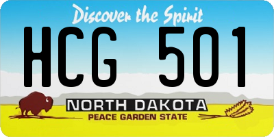 ND license plate HCG501