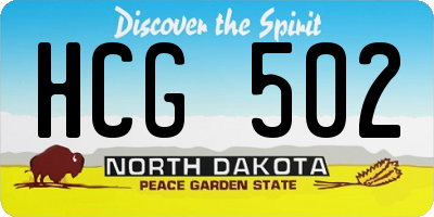 ND license plate HCG502