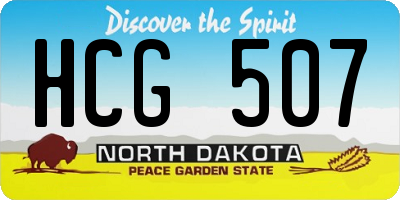 ND license plate HCG507