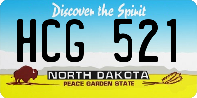 ND license plate HCG521