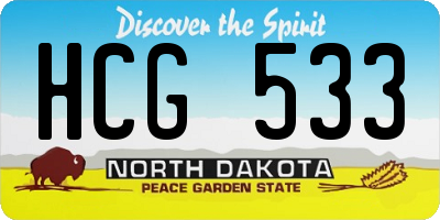 ND license plate HCG533