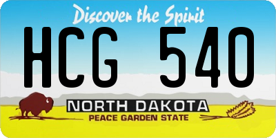 ND license plate HCG540