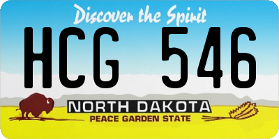 ND license plate HCG546