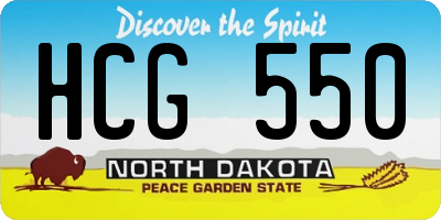 ND license plate HCG550