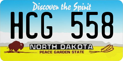 ND license plate HCG558