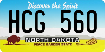 ND license plate HCG560