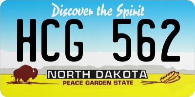 ND license plate HCG562