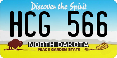 ND license plate HCG566