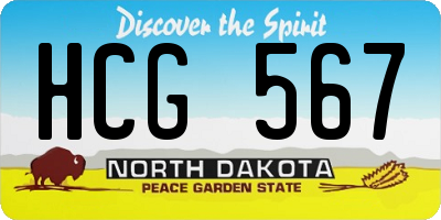 ND license plate HCG567