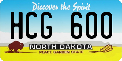 ND license plate HCG600