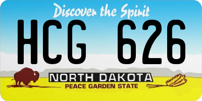 ND license plate HCG626