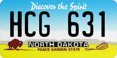 ND license plate HCG631