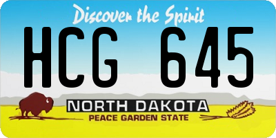 ND license plate HCG645