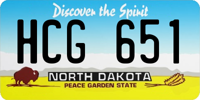 ND license plate HCG651