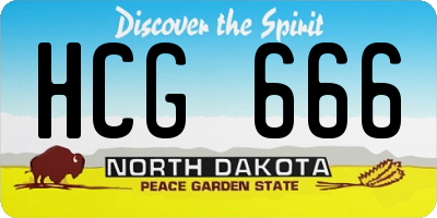 ND license plate HCG666