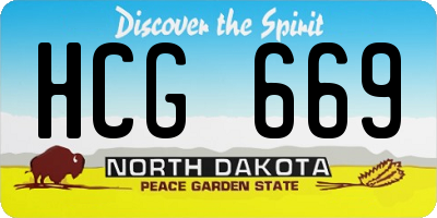 ND license plate HCG669