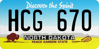 ND license plate HCG670