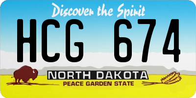 ND license plate HCG674