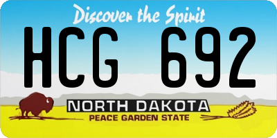 ND license plate HCG692