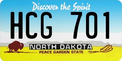 ND license plate HCG701