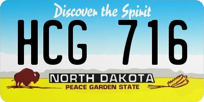 ND license plate HCG716