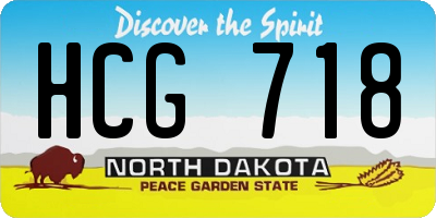 ND license plate HCG718