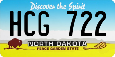 ND license plate HCG722