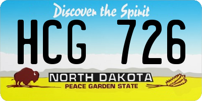 ND license plate HCG726