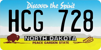 ND license plate HCG728