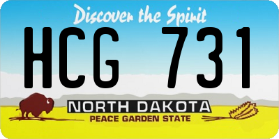 ND license plate HCG731