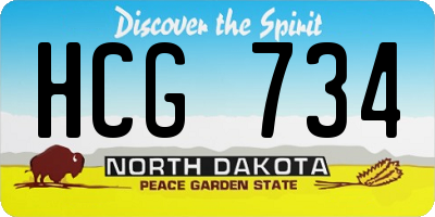 ND license plate HCG734