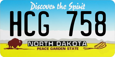 ND license plate HCG758