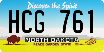 ND license plate HCG761