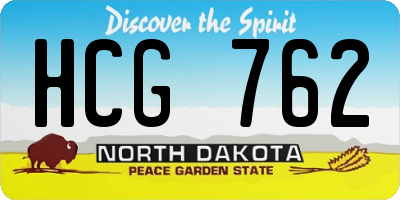 ND license plate HCG762