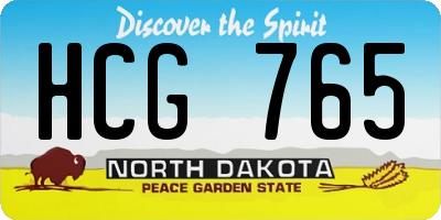 ND license plate HCG765